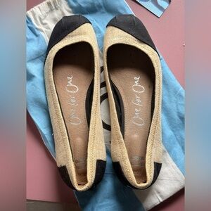 Toms ballet flats Meridian Leather/Burlap Ballerina Flat